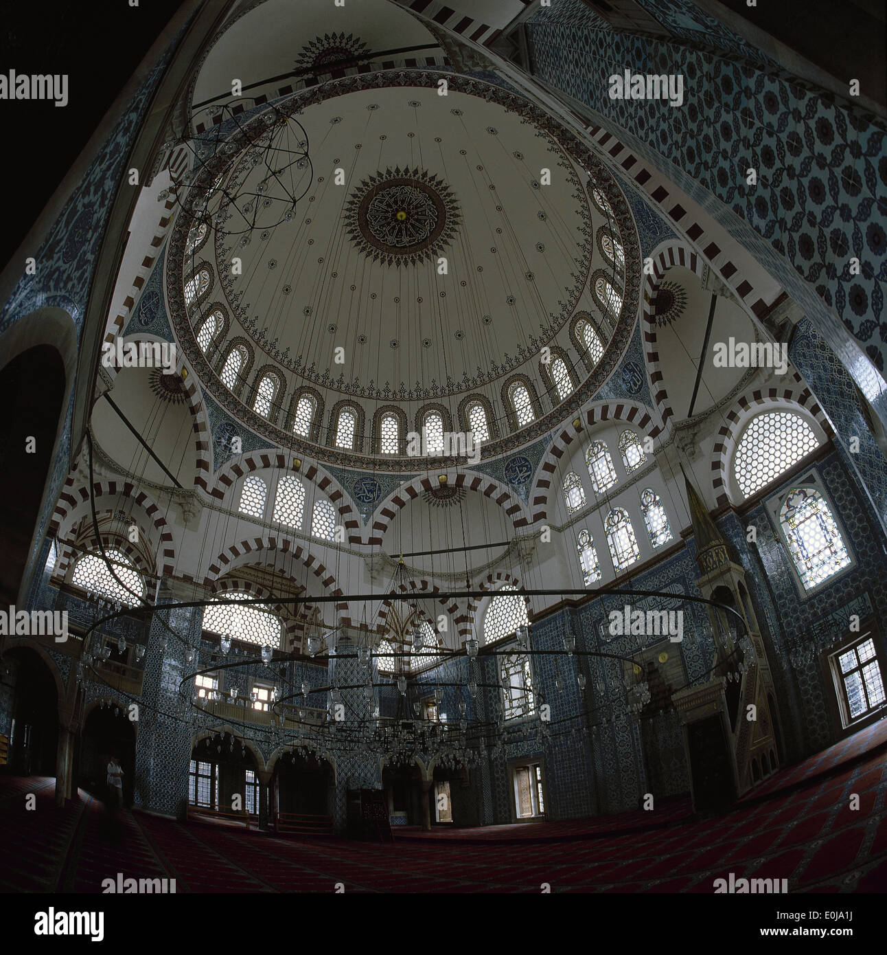 Turkey. Istanbul. Rustem Pasha Mosque. Built by Mimar Sinan between 1561-1563. Prayer room. Stock Photo