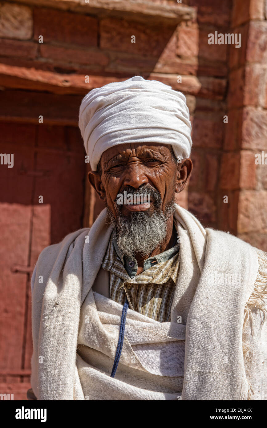 portrait of a priest at the rock hewn Abreha we Atsbeha church in ...