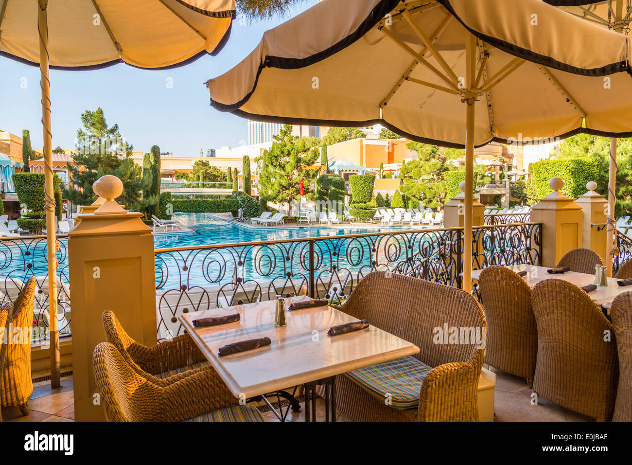 Terrace Pointe Cafe overlooking the swimming pool at the Wynn Hotel Las Vegas Nevada USA Stock Photo