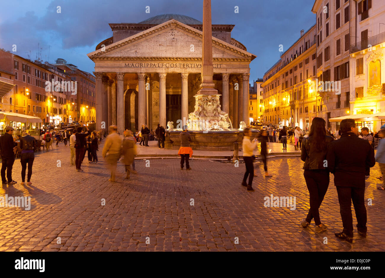 The Pantheon, Rome, Piazza della Rotonda at night, Rome Italy Europe Stock Photo