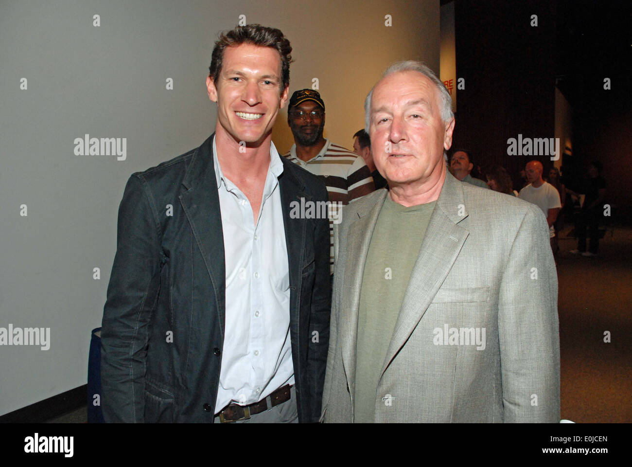 Producer Tim Hetherington is shown with Dr. Clifford Siegfried, director of the New York State Museum following the presentatio Stock Photo