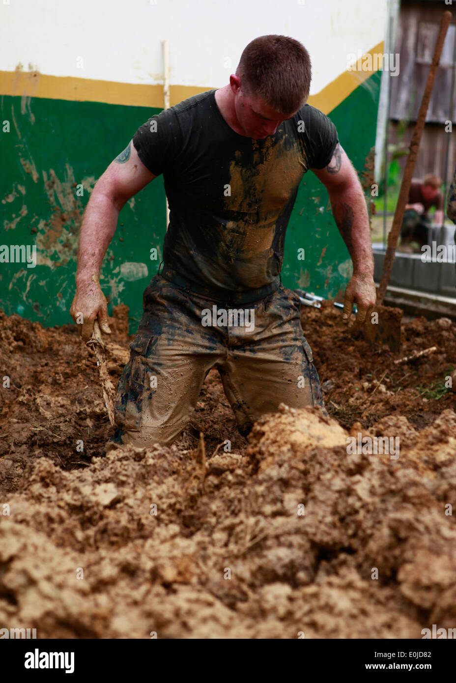 U.S. Marine Cpl. Daniel O. Clanton, a combat engineer from Pearl, Miss., with 8th Engineering Support Battalion, Logistics Comb Stock Photo