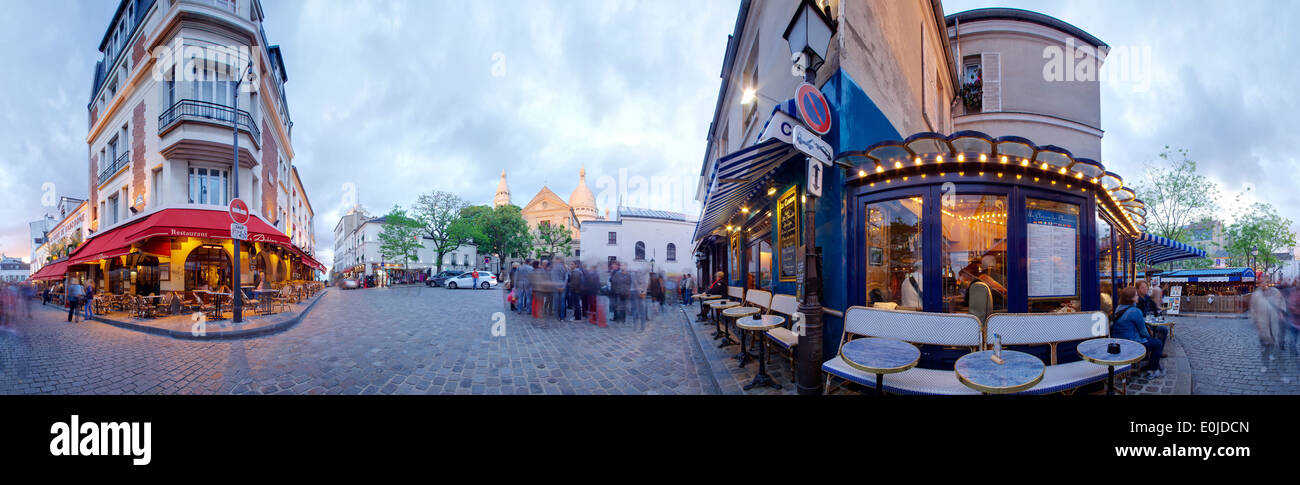 Restaurants at Montmartre in Paris, France Stock Photo