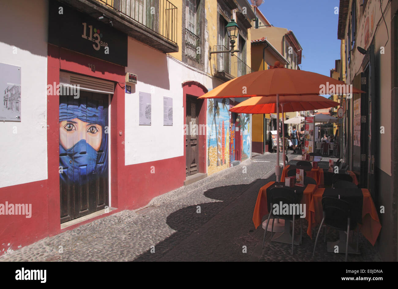 Travessa Joao Caetano in Old Town of Funchal Madeira Stock Photo