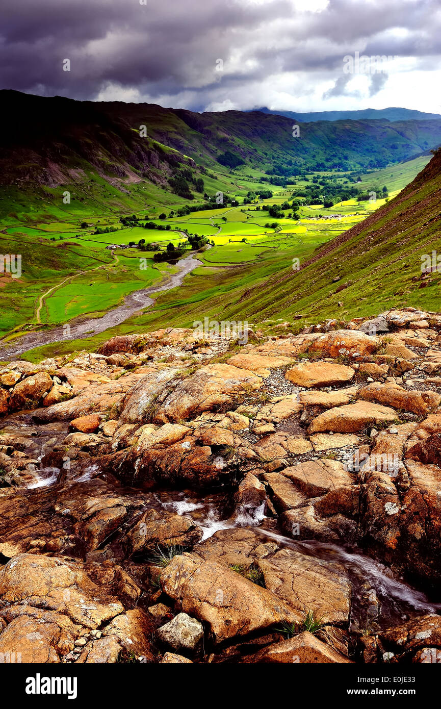 Sunshine on the Langdale Valley Stock Photo