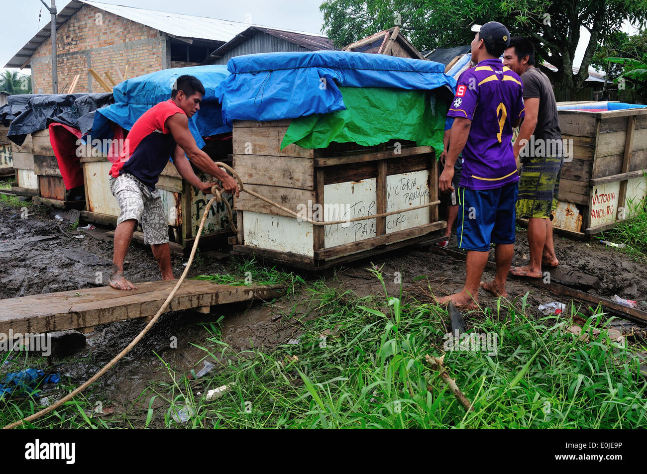 Cruise boat on the Amazon ; SANTA ROSA - IQUITOS . Department of Loreto .PERU Stock Photo