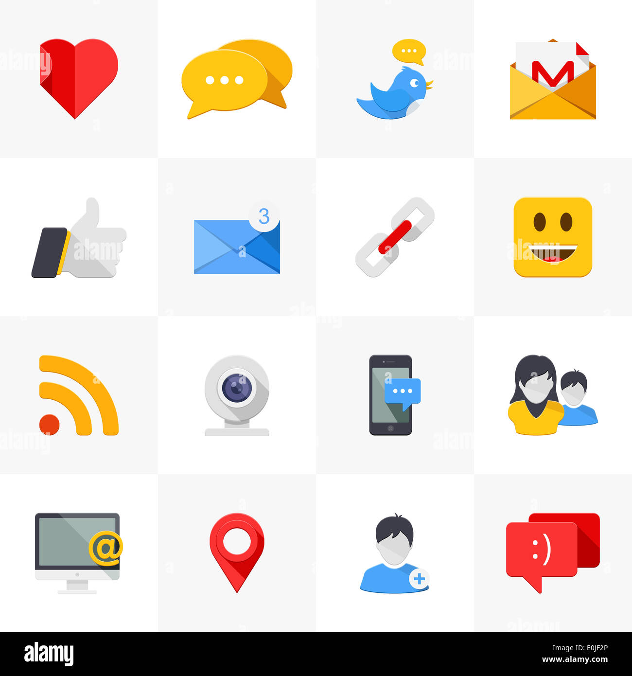 Vector set of modern flat and colorful social media icons. Design ...