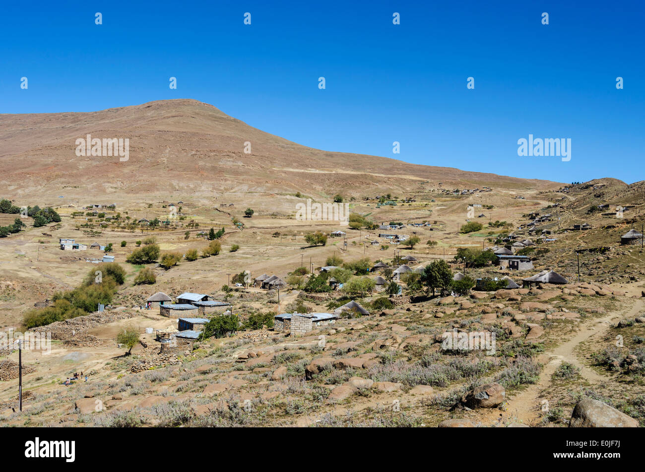 Village in Kingdom of Lesotho Stock Photo