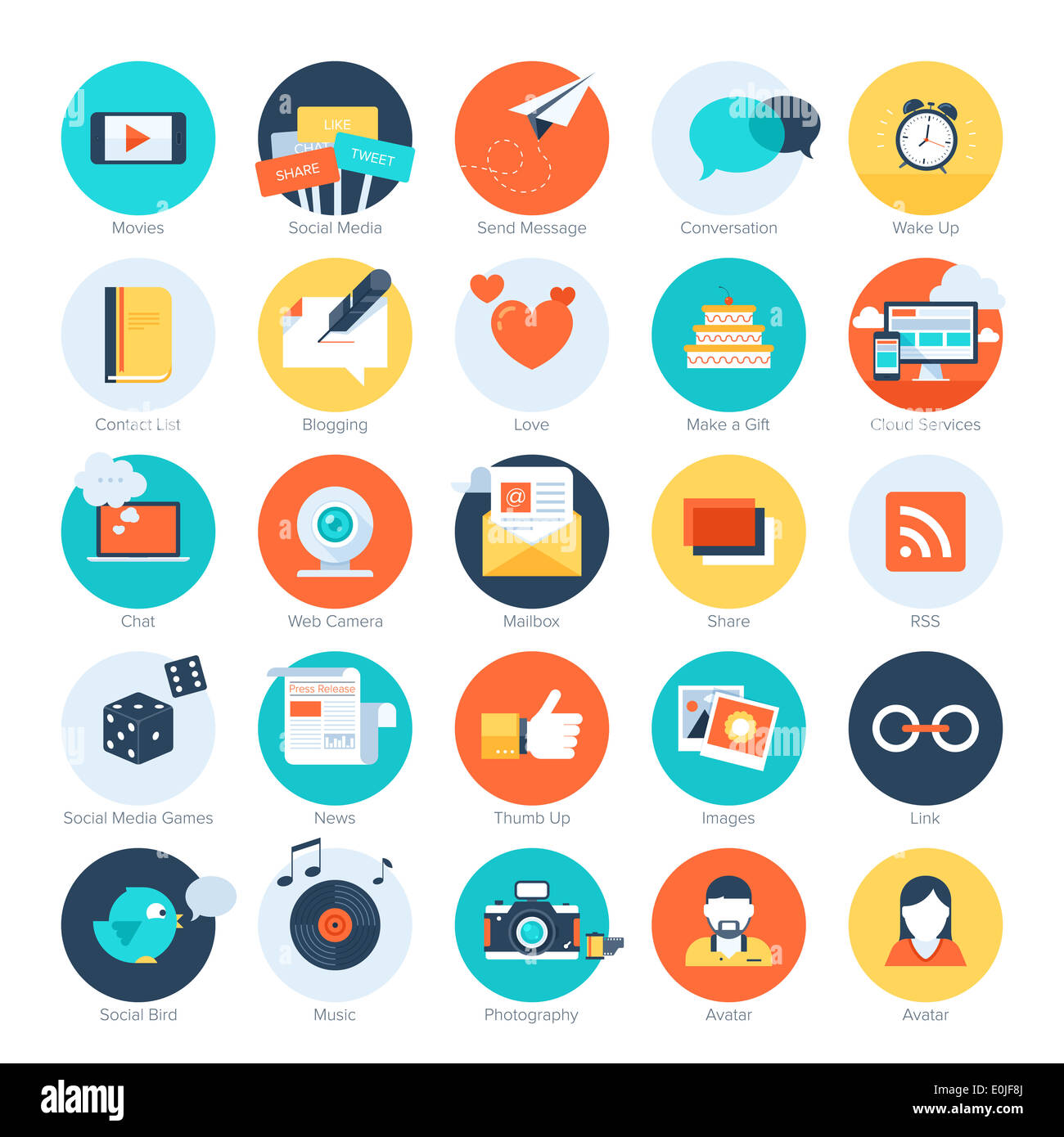 Vector set of modern flat and colorful social media icons. Design ...