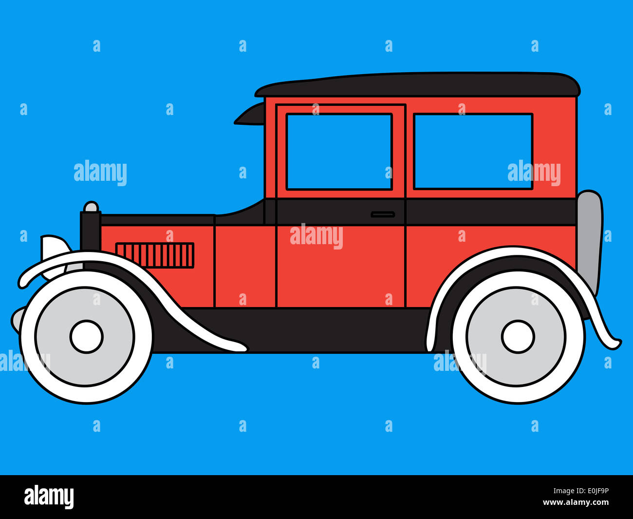 Old red car illustration Stock Photo