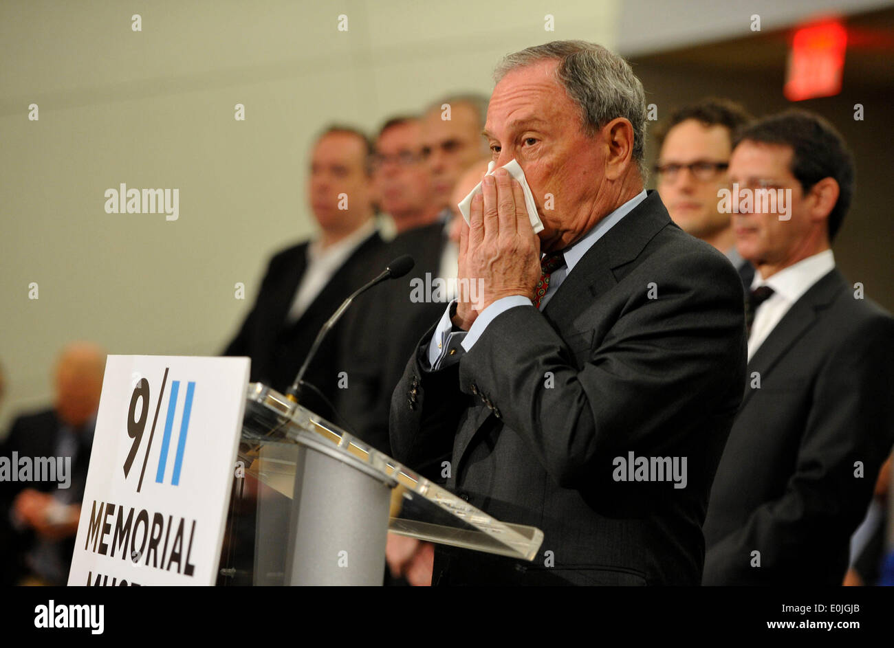 (140514) -- NEW YORK, May 14, 2014 (Xinhua) -- Michael Bloomberg, Chairman of the 9/11 Memorial Museum and Mayor of New York City from 2002-2013 delivers a speech during a preview of the National September 11 Memorial Museum in New York, May 14, 2014. The National September 11 Memorial Museum will serve as the country's principal institution for examining the implications of the events of 9/11, documenting the impact of those events and exploring the continuing significance of September 11, 2001. The Museum's 110,000 square feet of exhibition space is located within the archaeological heart of Stock Photo