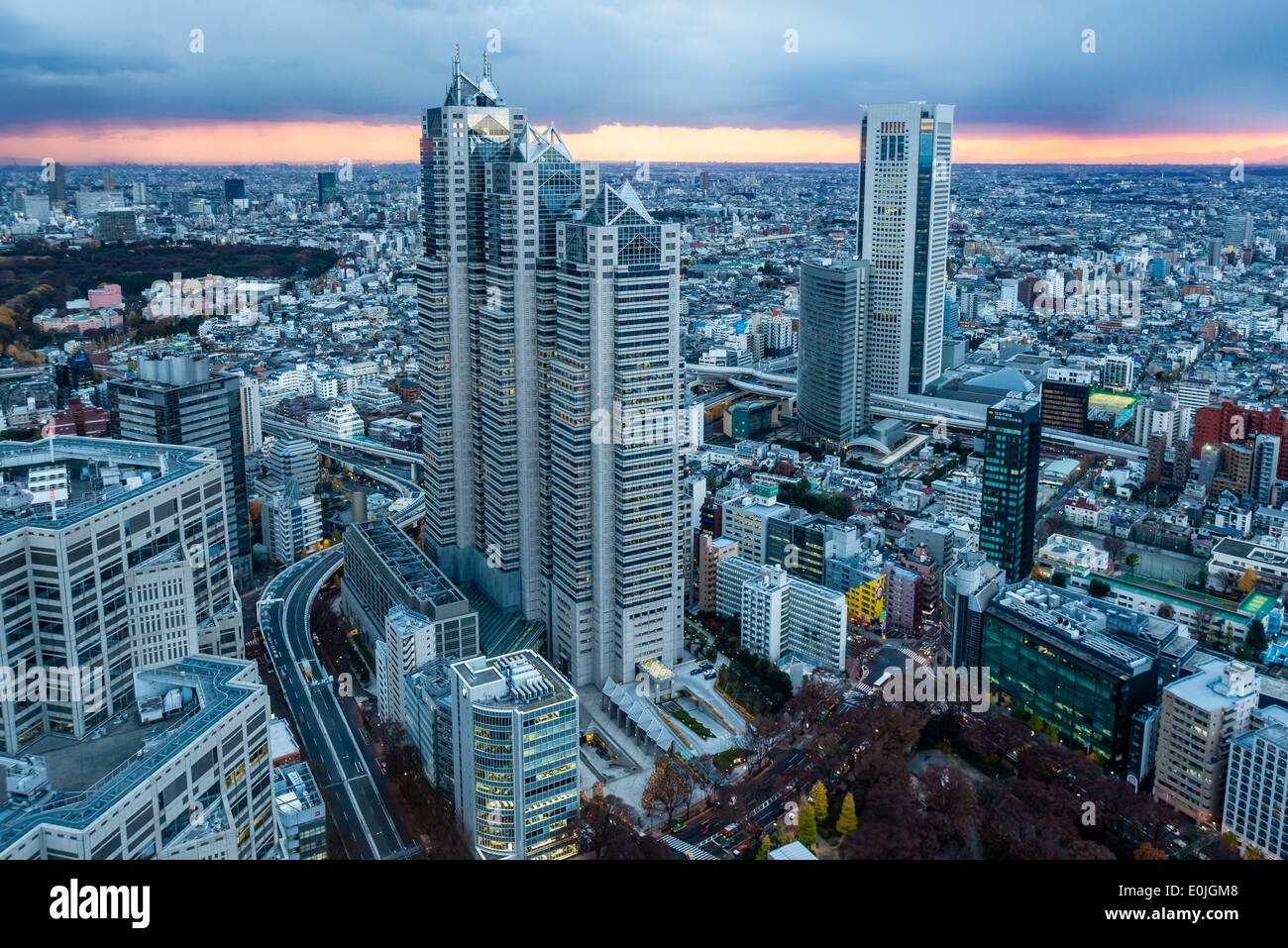 High rise buildings in Shinjuku, Tokyo, Japan Stock Photo