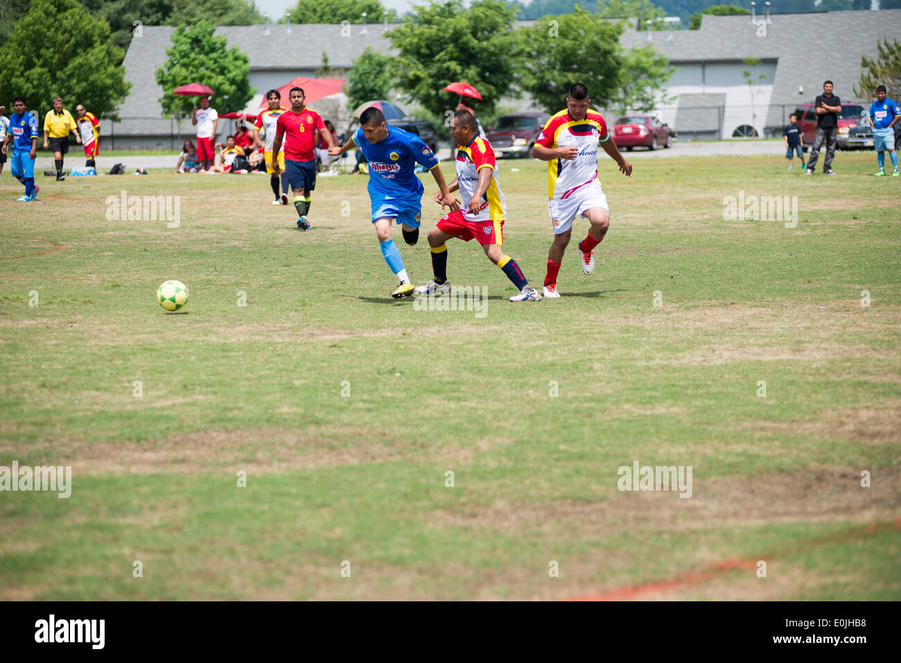 A Hispanic soccer league plays a match in Knoxville, Tennessee Stock Photo