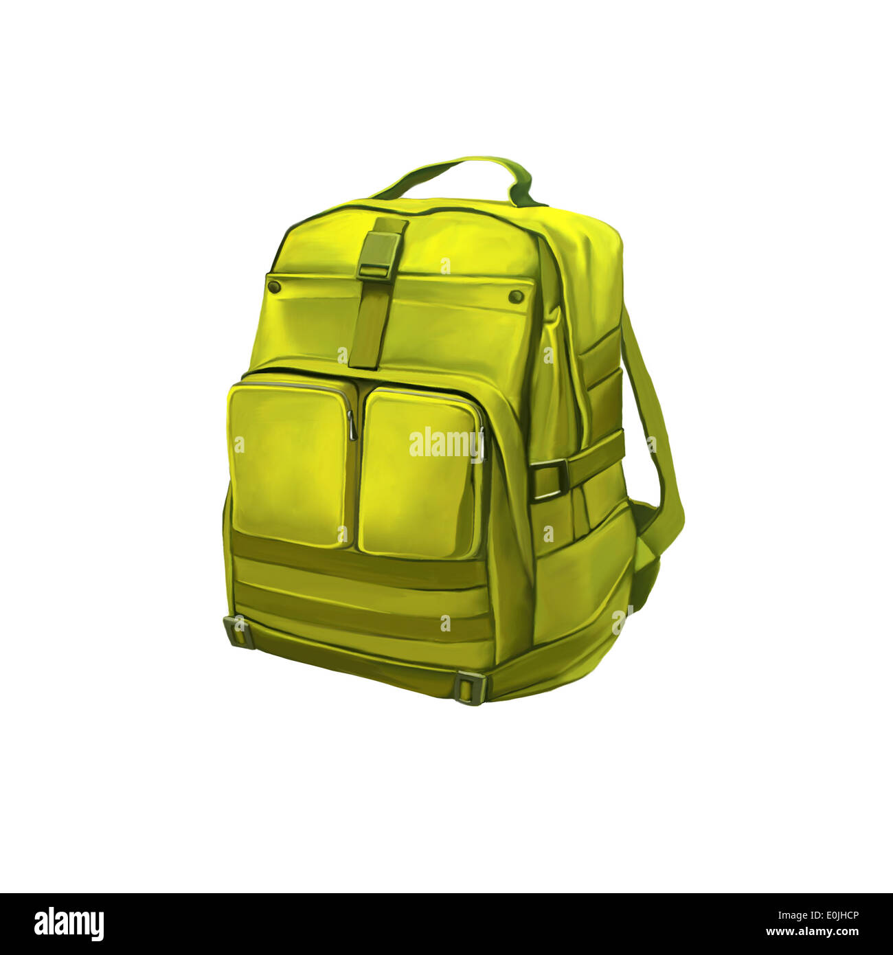Green Backpack Standing on White Background Stock Photo - Alamy