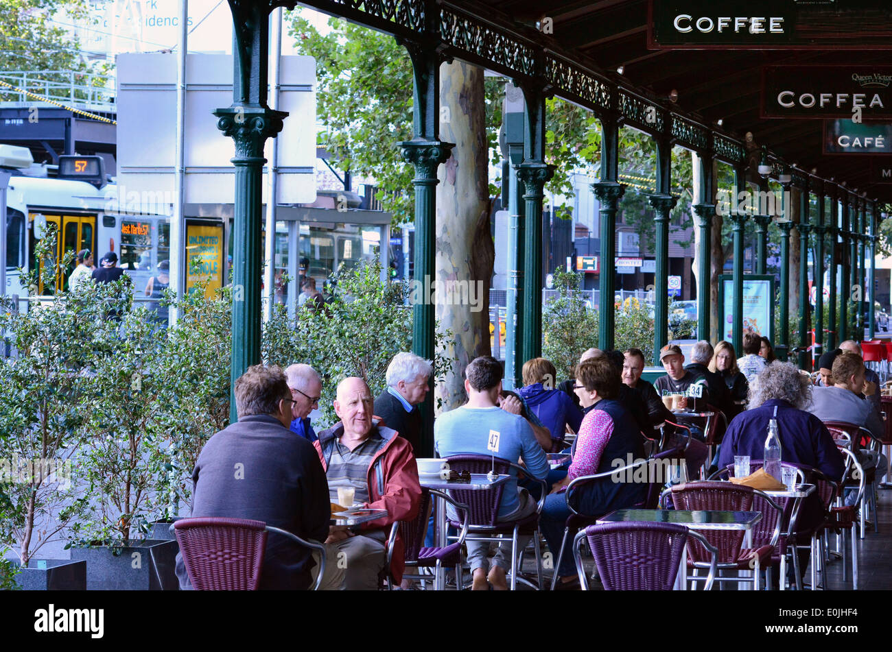 Australian people in Cafe.Melbourne is the capital and most populous city in the state of Victoria, and the second most populous city in Australia. Stock Photo