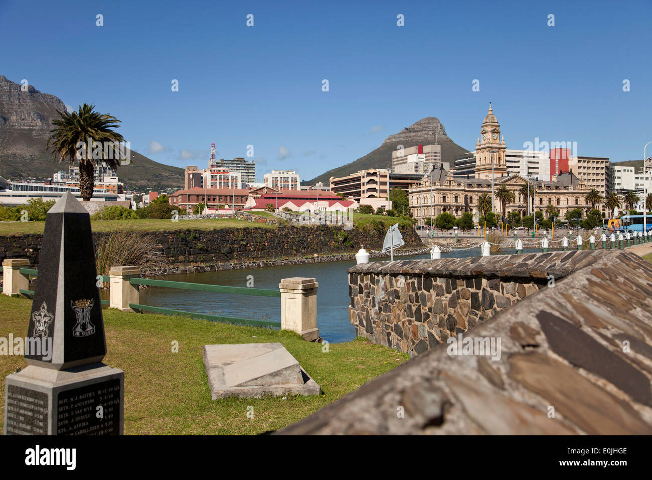 Castle of Good Hope walls and the City Hall, Cape Town, Western Cape, South Africa Stock Photo