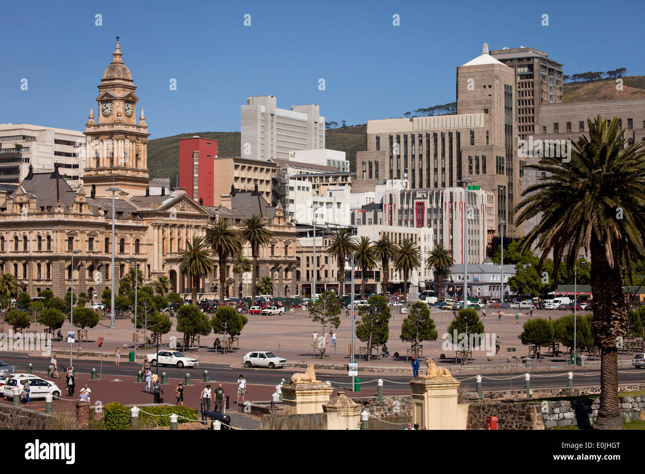 Cityscape with Grand Parade and the City Hall, Cape Town, Western Cape, South Africa Stock Photo