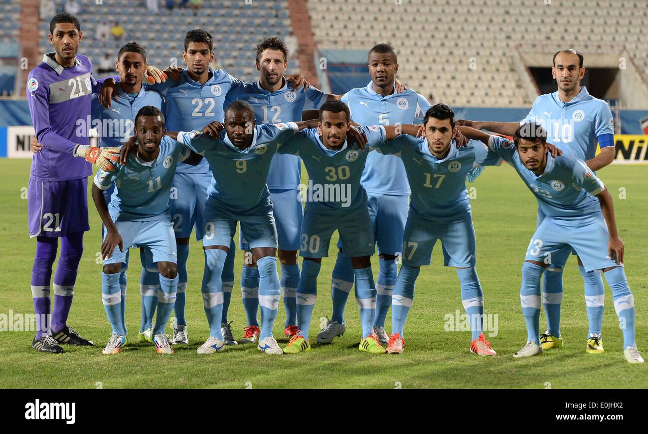 Kuwait City. 14th May, 2014. Players of Bahrain's Riffa SC pose before their AFC Cup 2014