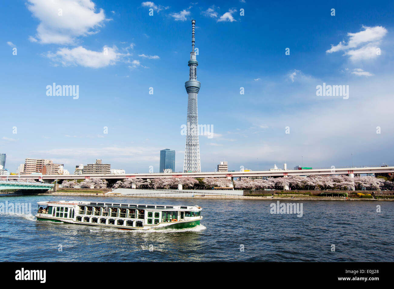 Tokyo skytree tower and Sumida River Stock Photo