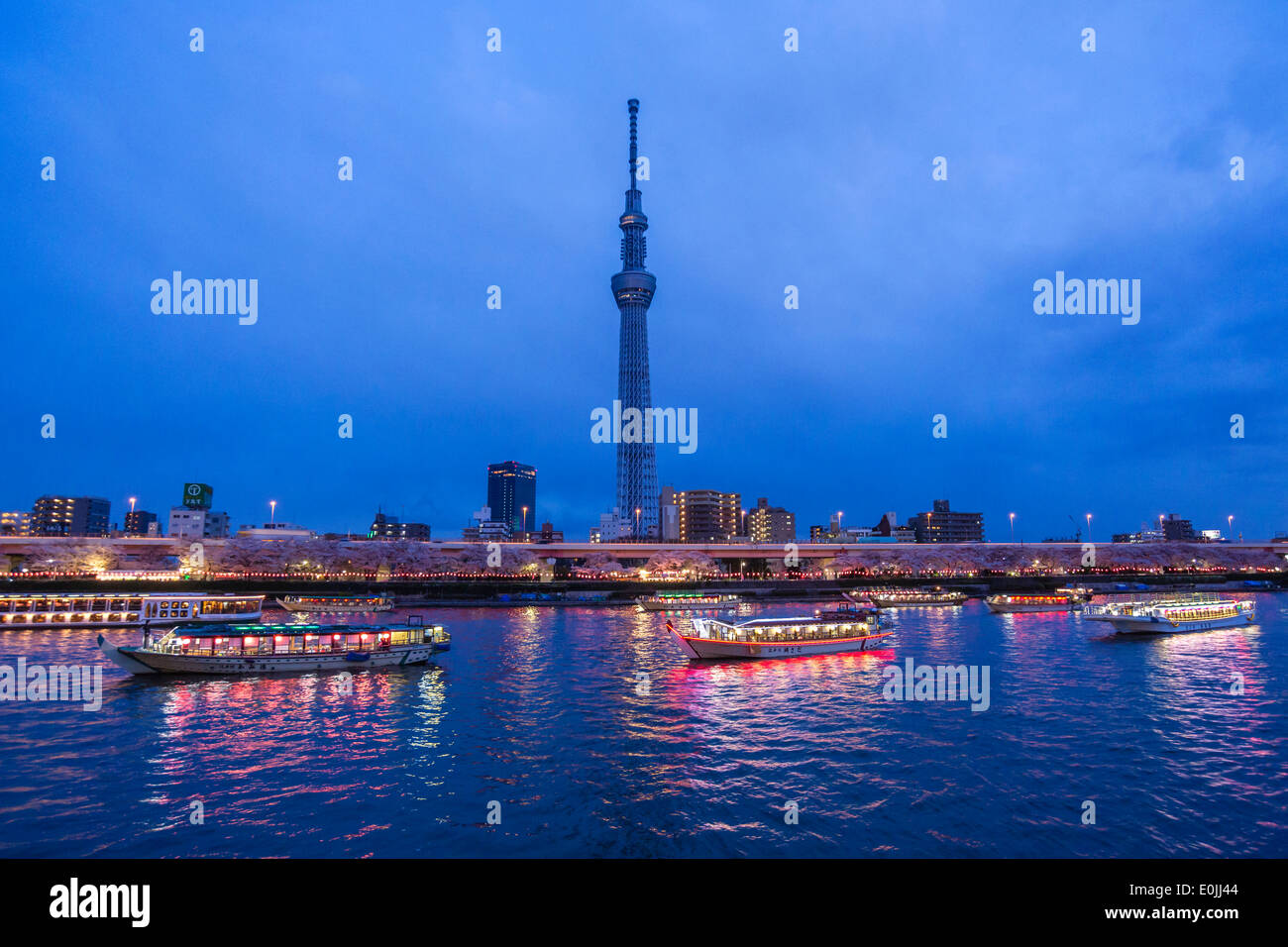 Tokyo skytree tower and Sumida River Stock Photo