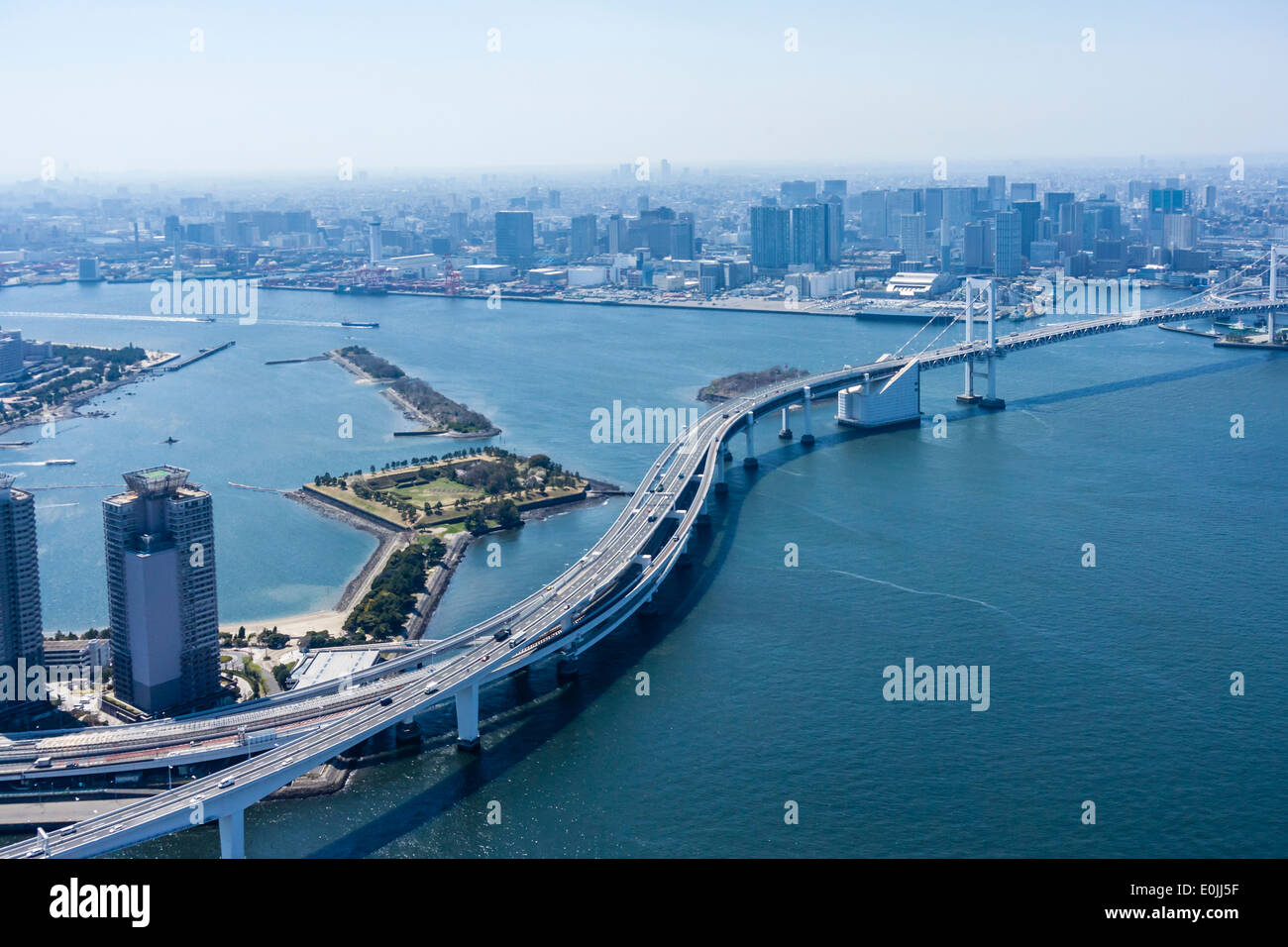Rainbow bridge and Tokyo bay Stock Photo