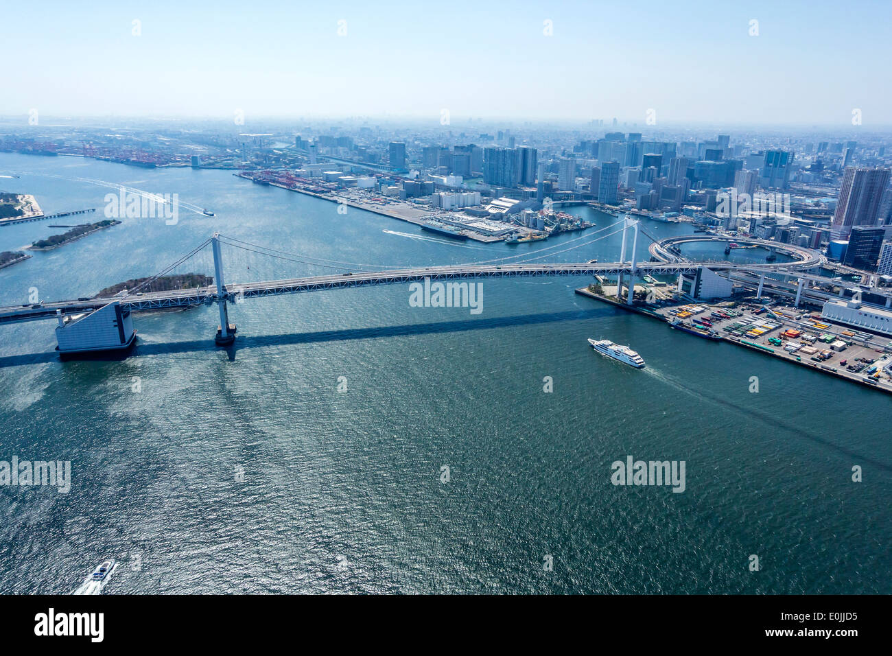 Rainbow bridge and Tokyo bay Stock Photo