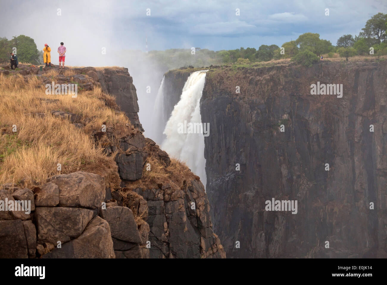 tourists at Victoria Falls, Zimbabwe, Africa Stock Photo