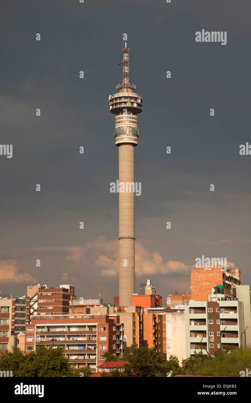 Telkom Joburg Tower and the Hillbrow skyline, Johannesburg, Gauteng, South Africa, Africa Stock Photo