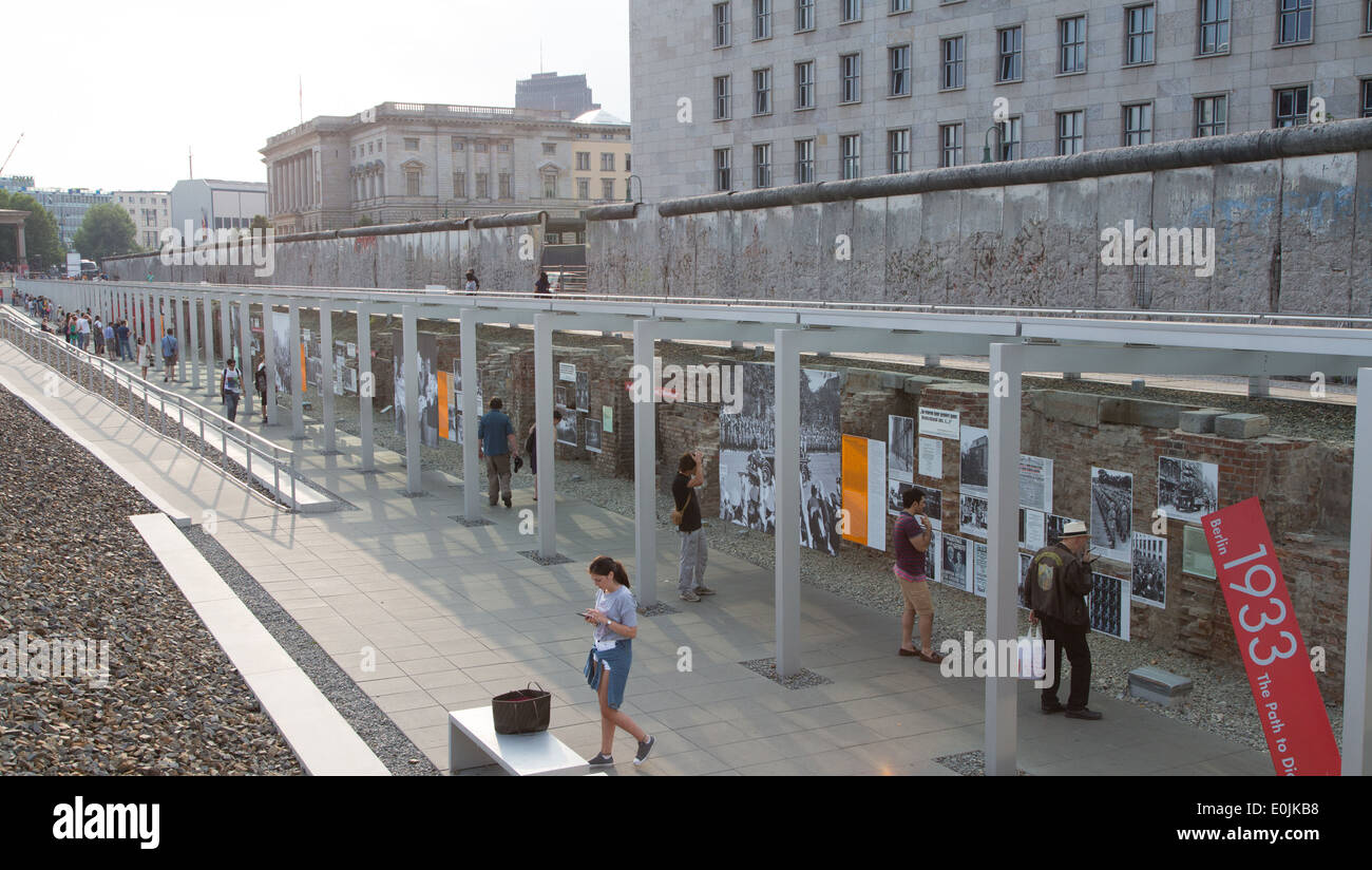 Topography of Terror or Topographie des Terrors, in Berlin Germany, is a museum dedicated to the history of the Nazi era. Stock Photo
