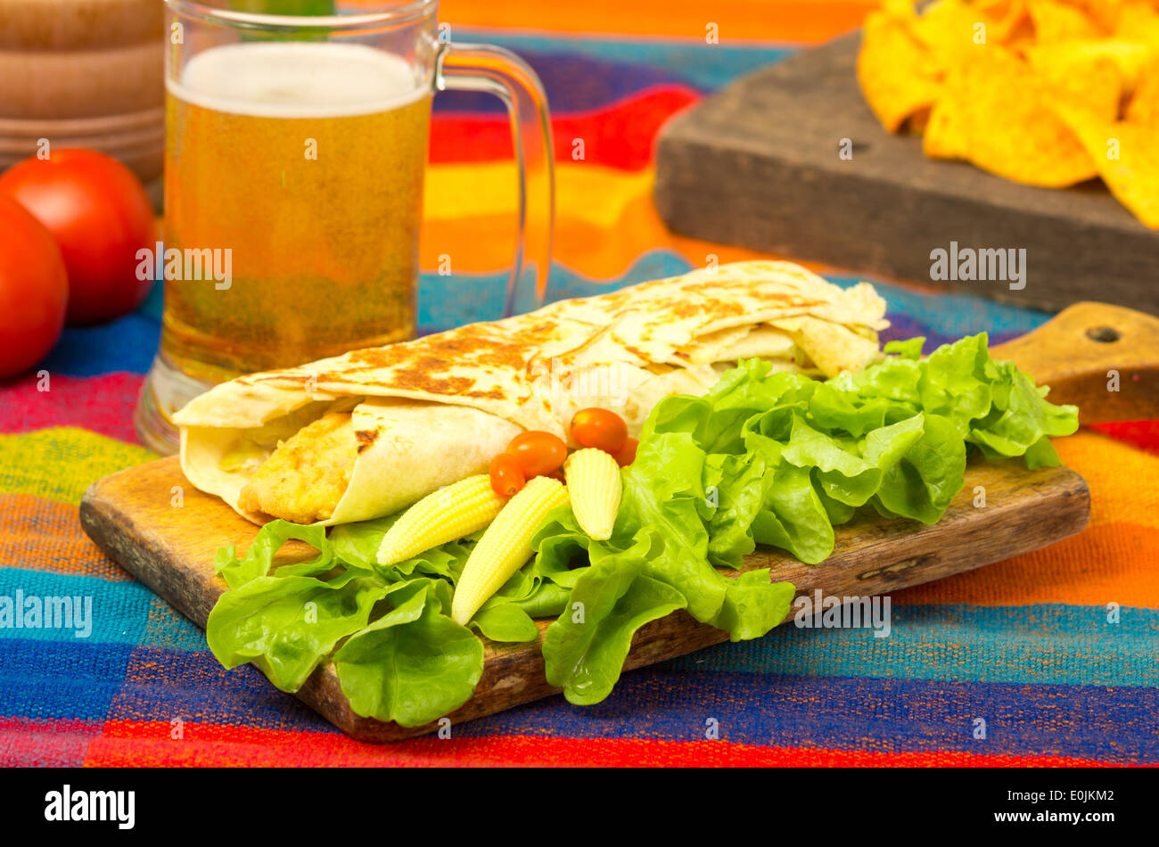 beer and burrito Stock Photo Alamy