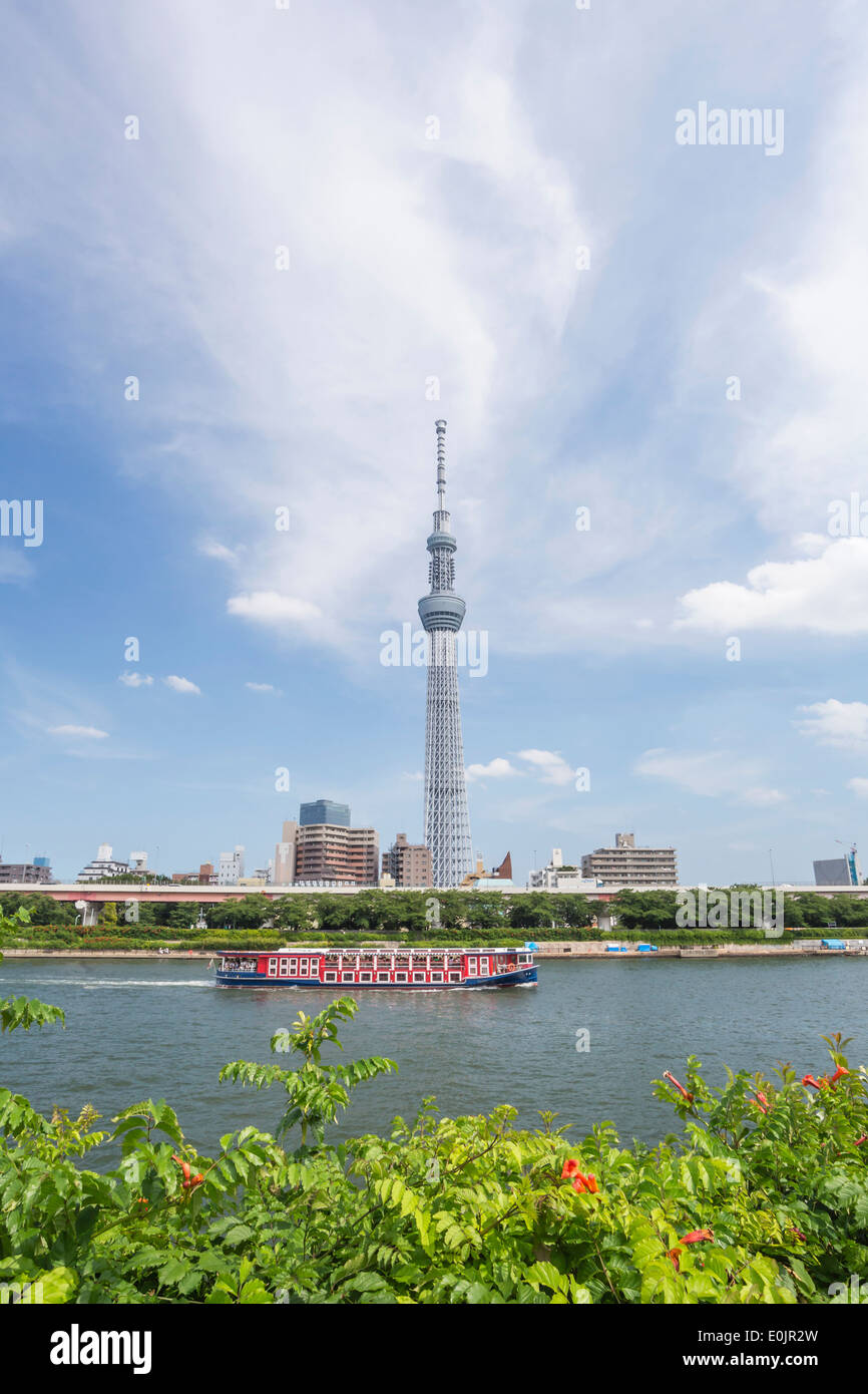 Tokyo skytree and Sumida River in Tokyo Stock Photo