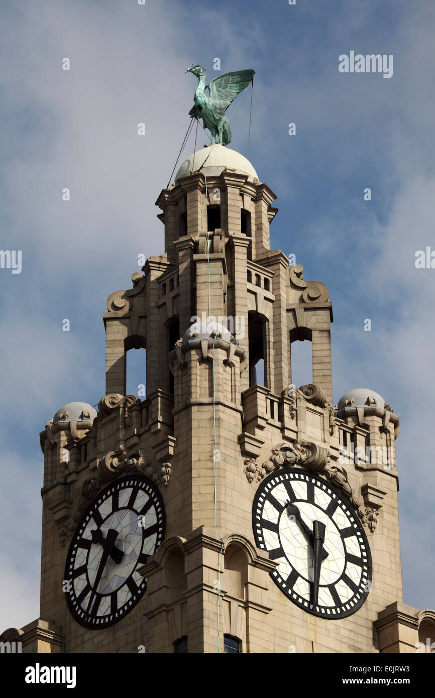 A Liver Bird on top of the Liver Building in Liverpool. Stock Photo