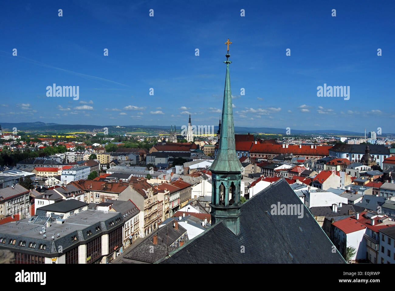 panorama of Olomouc historical centre from top of Sv.Moric church Stock Photo