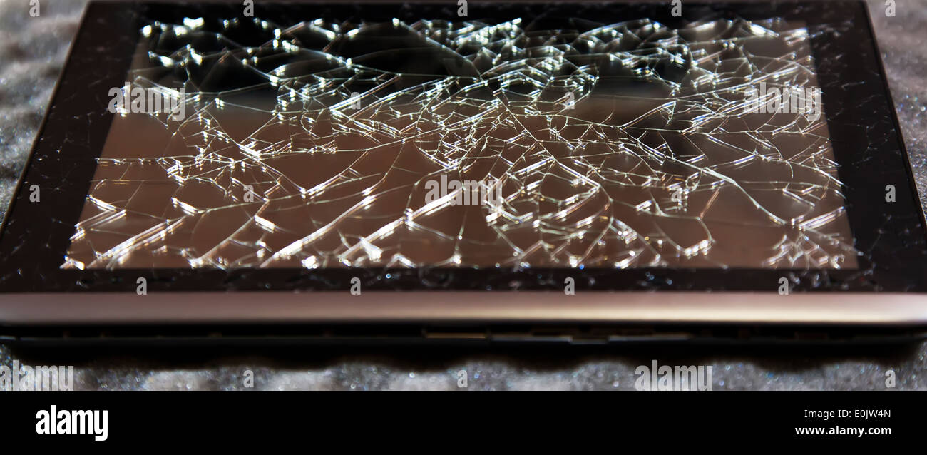 Tablet with broken touchscreen Stock Photo