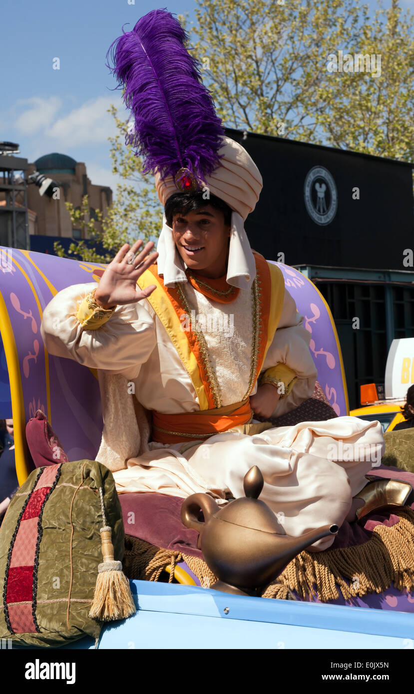 Close up of Aladdin, taking part  in the Stars 'n' Cars, Parade, Walt Disney Studios, Paris. Stock Photo