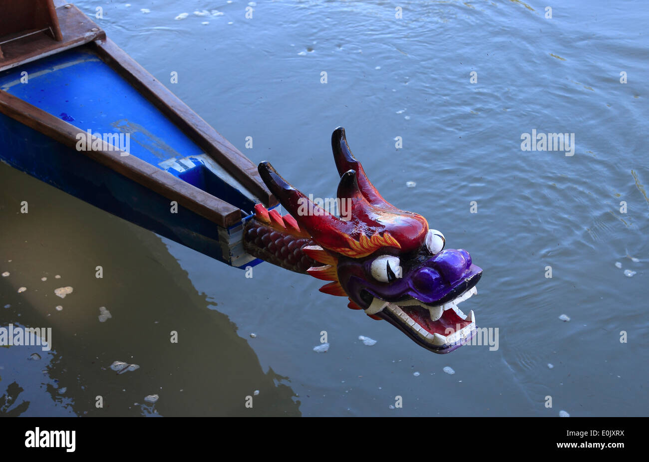 Chinese dragon head as a prow of a boat Stock Photo