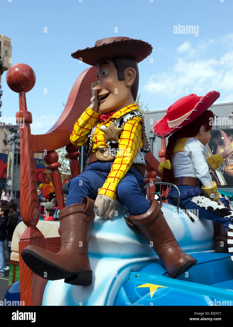 Close-up of Woody from Toy Story, taking part  in the Stars 'n' Cars, Parade, Walt Disney Studios, Paris. Stock Photo