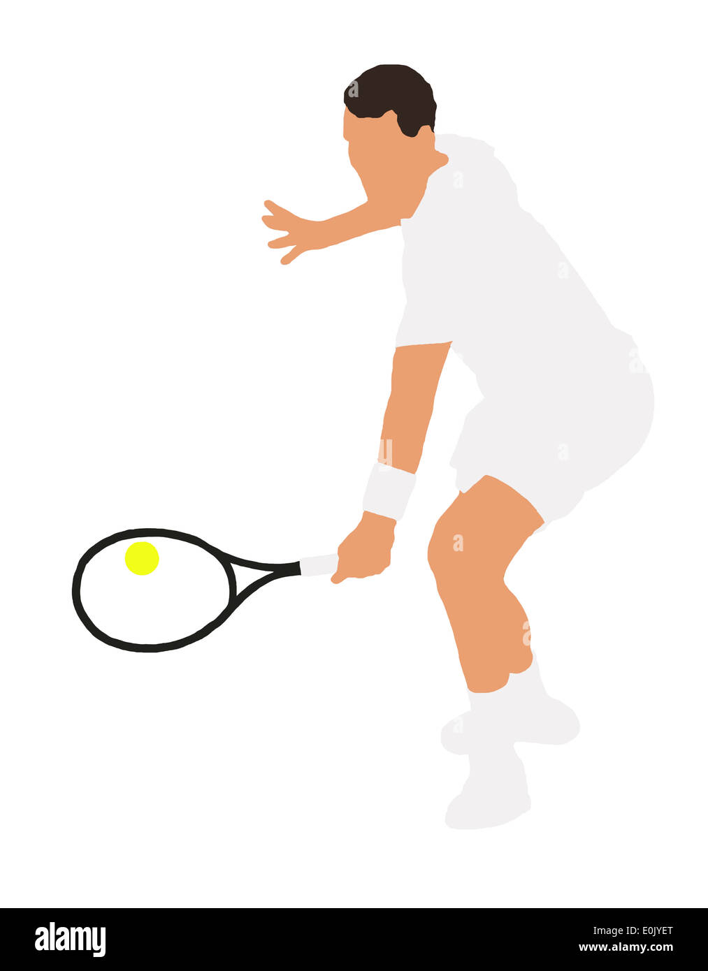 Male tennis player playing a backhand volley Stock Photo - Alamy