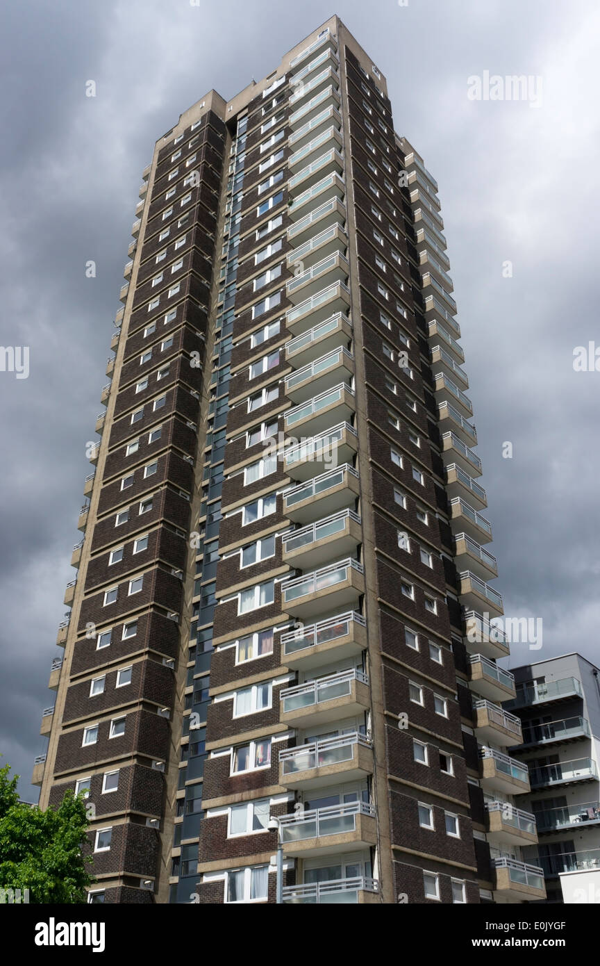 Shearsmith House is a residential tower block in East London containing 107 flats over 28 floors. Stock Photo