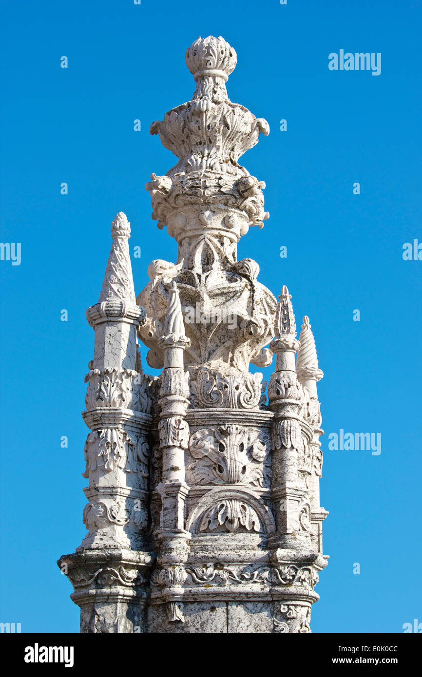 Ornate decorative carved Manueline balustrade Torre de Belem Lisbon Portugal western Europe Stock Photo