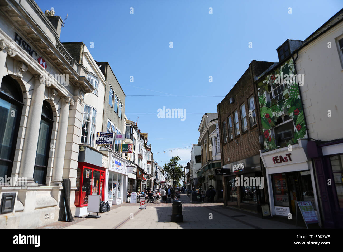 Warwick Street on a sunny day, Worthing, West Sussex Stock Photo