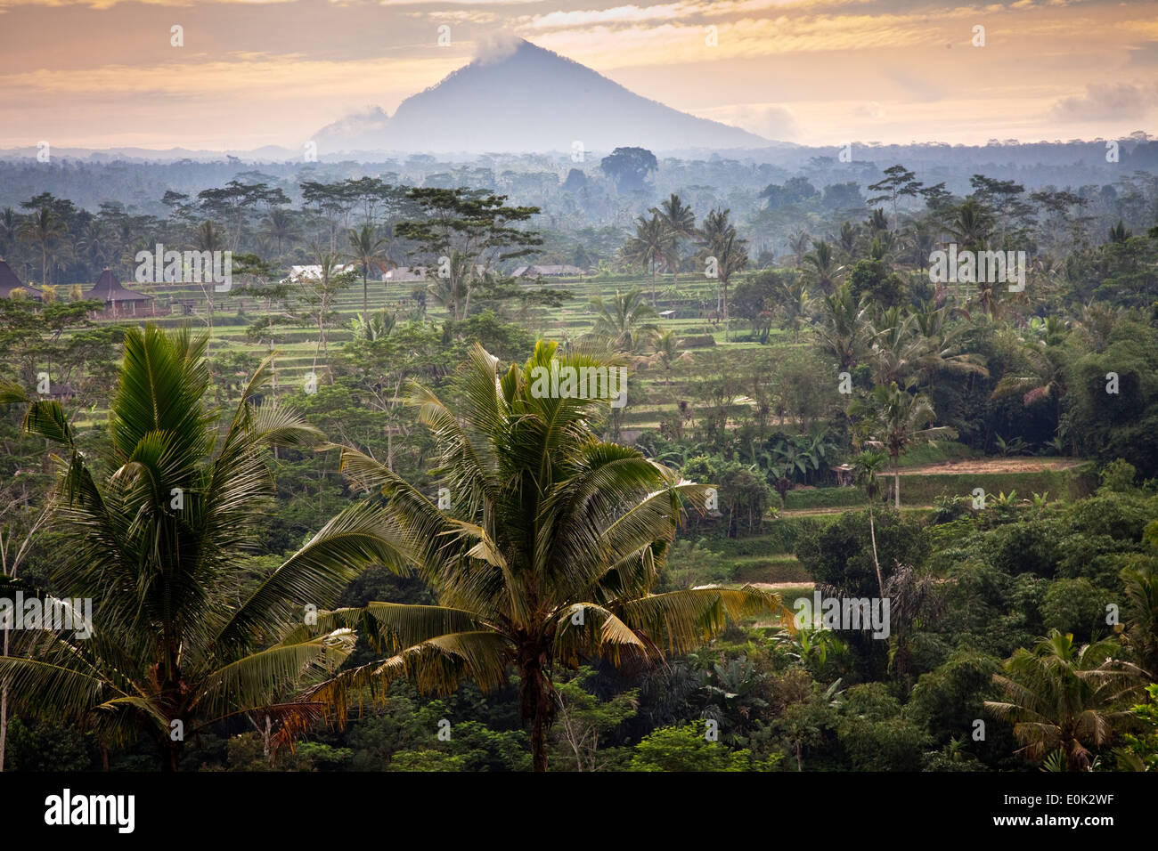 Mount Batur volcano viewed from Kintamani, Bali Stock Photo