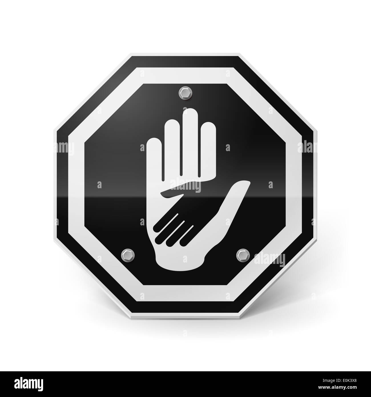 Black-and-white shiny metal sign with helping hand image Stock Photo ...