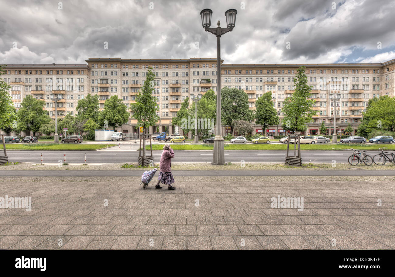 The famous communist street of Berlin, Karl-Marx-Allee in the East of the city. Stock Photo