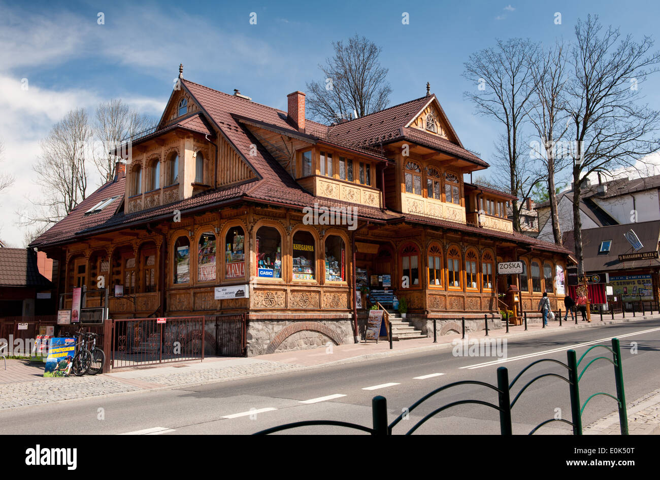 Zoska Restaurant building in Zakopane at Krupowki Street, Poland, Europe 2014. Stock Photo