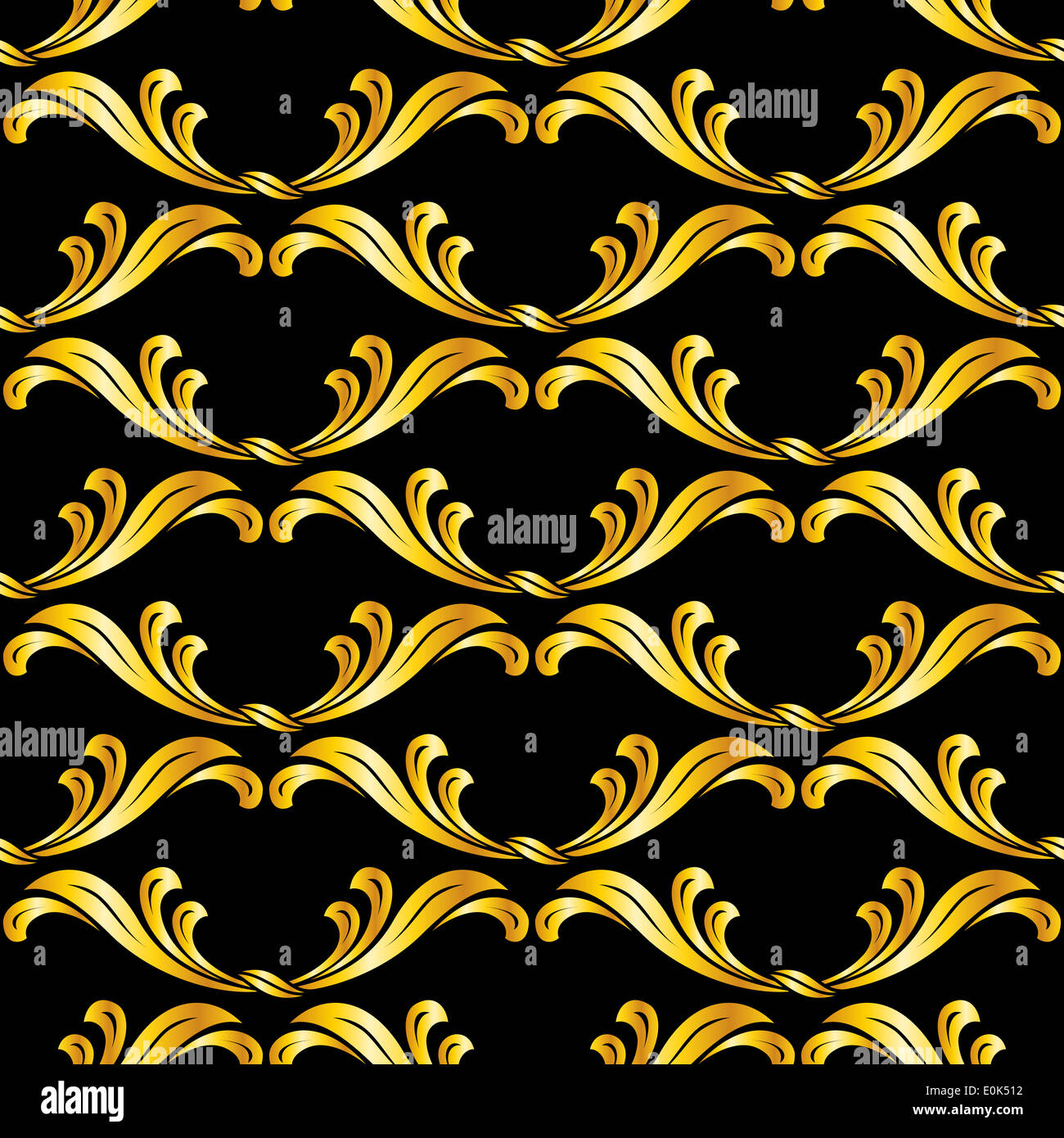 Seamless floral pattern in gold shades on black background Stock Photo ...