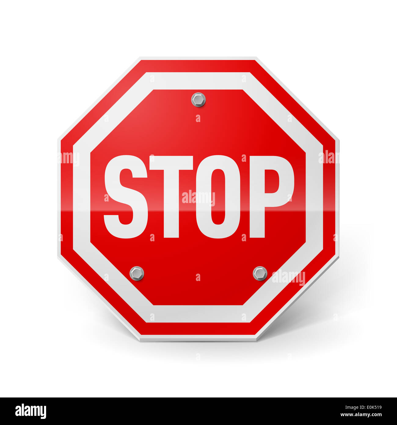 Shiny metal stop sign isolated on white background Stock Photo Alamy