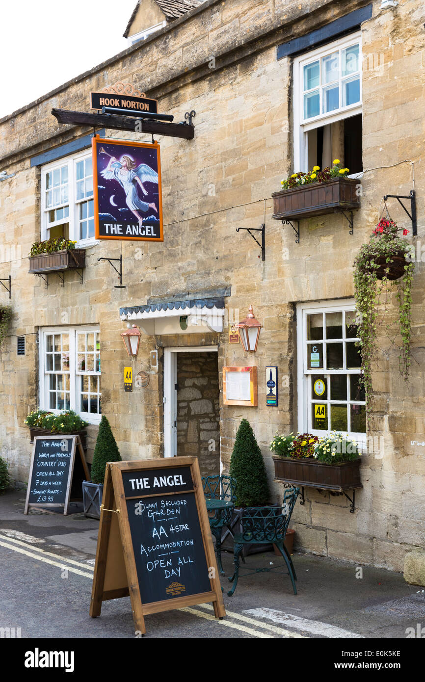 The Angel traditional old gastro pub hotel in Burford in The Cotswolds, Oxfordshire, UK Stock Photo
