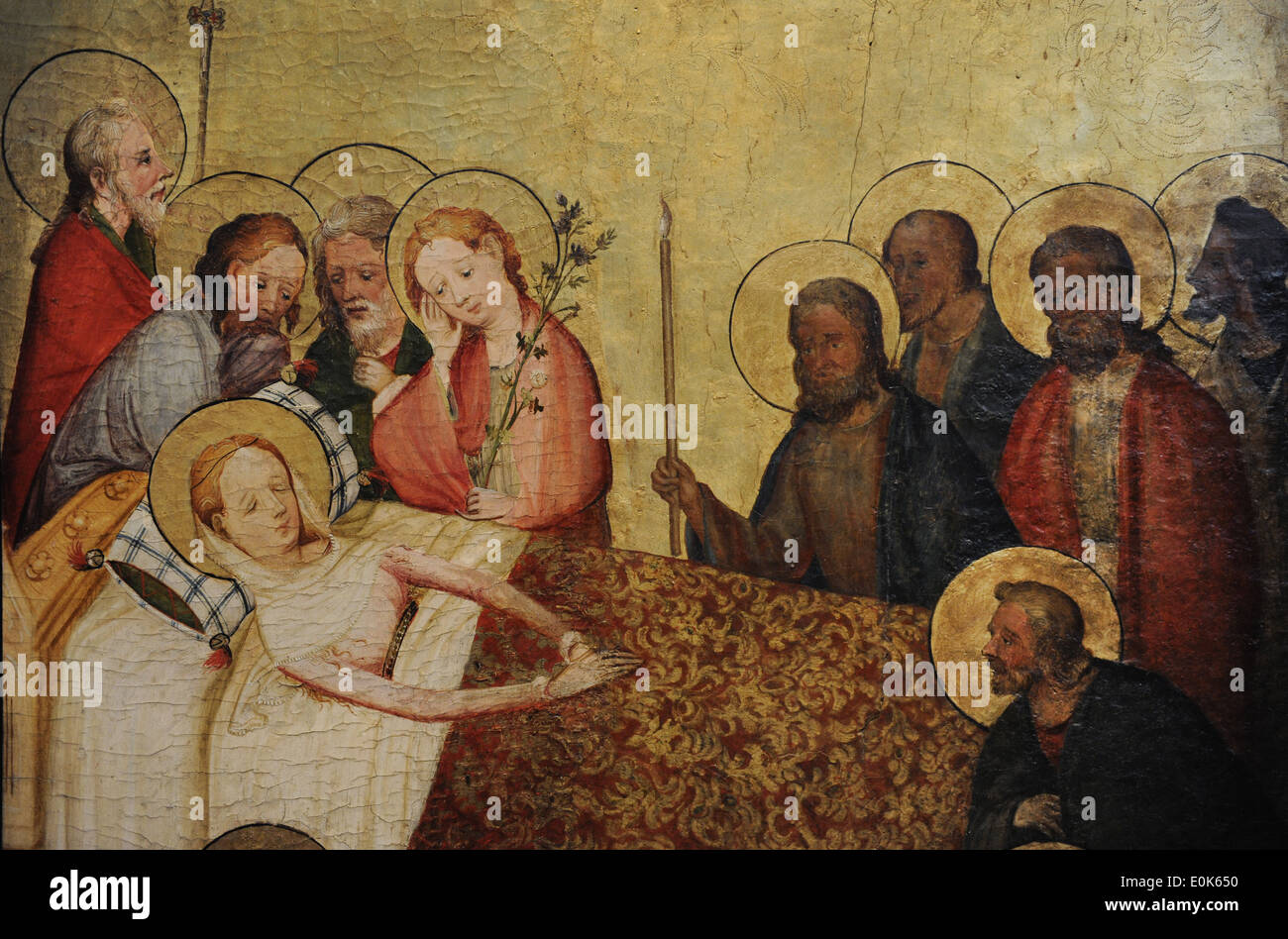 middle rhine altar ca 1410 detail death of mary stock photo