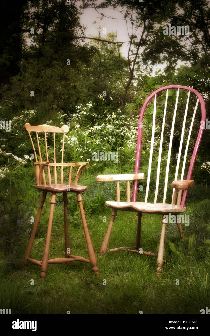 Colt Foot child's Windsor High chair and Windsor chair Stock Photo